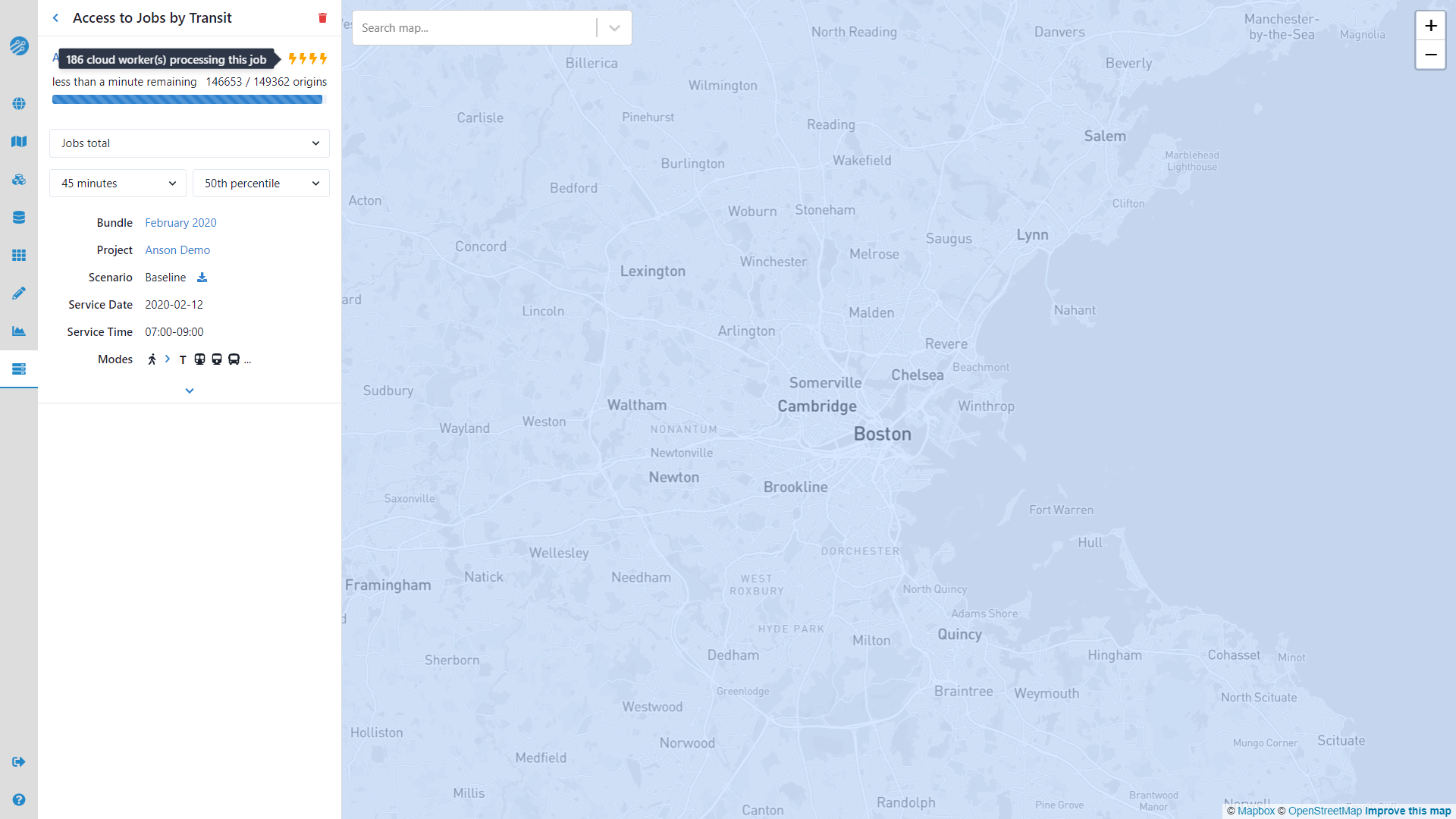 Computing status for a running regional analysis